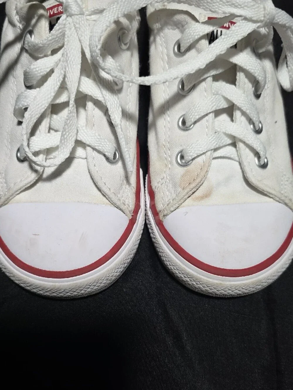 Converse Kids White Canvas Low-Top Sneakers with Red Trim